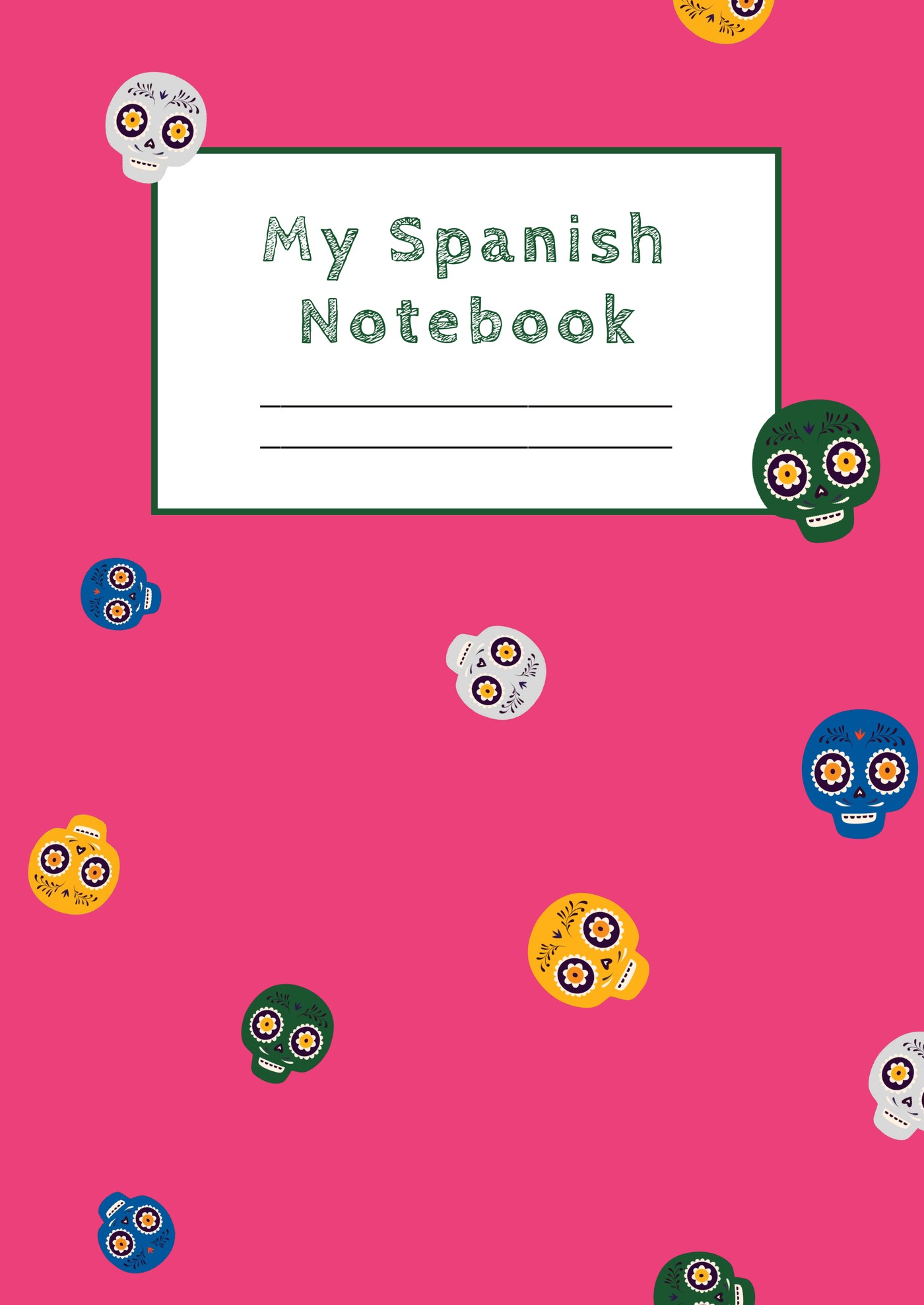 My Spanish Notebook front cover in Rosado