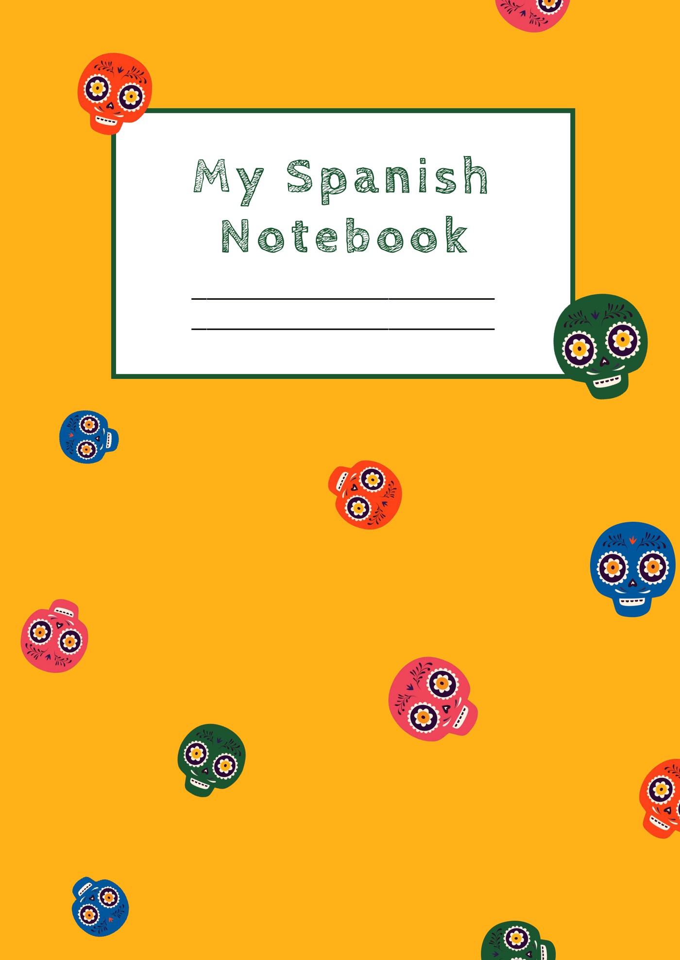 My Spanish Notebook front cover in gold