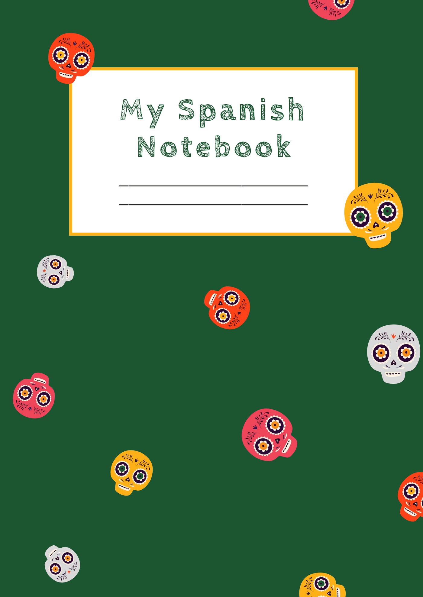My Spanish Notebook front cover in Verde